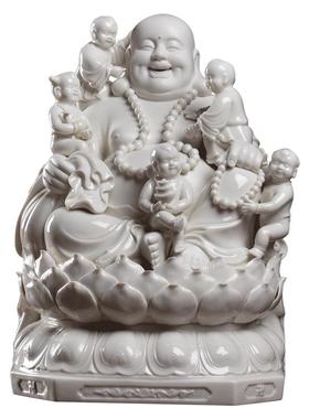 【感恩结缘优惠】《大肚佛五子弥勒佛》白瓷佛像工艺品家居饰品
