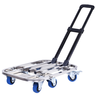 匠者手拉车不锈钢便携购物平板拖车拉杆车折叠拉货车乌龟车载重王