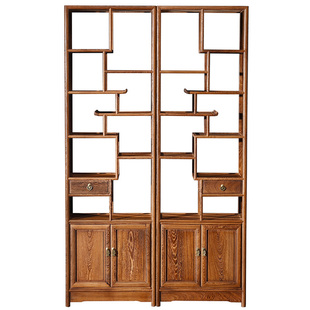 红木家具鸡翅木窄博古架实木中式古董架茶叶架展示客厅隔断置物架