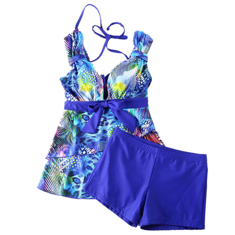 专柜正品号手高档品牌钢托聚拢分体温泉泳衣女平角裤大码胖mm显瘦