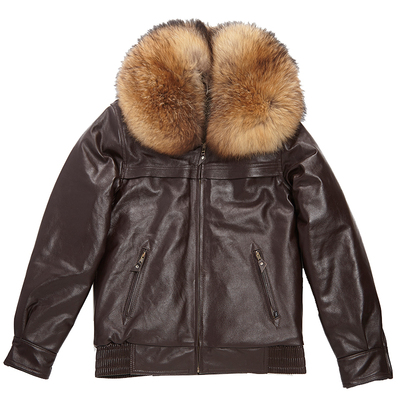 牛皮真皮皮衣皮裤套装男士飞行员皮夹克男哈雷机车皮衣加棉棒球服