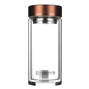 富光特大号双层玻璃杯700-800ml水晶加厚家用懒人防烫过滤泡茶杯