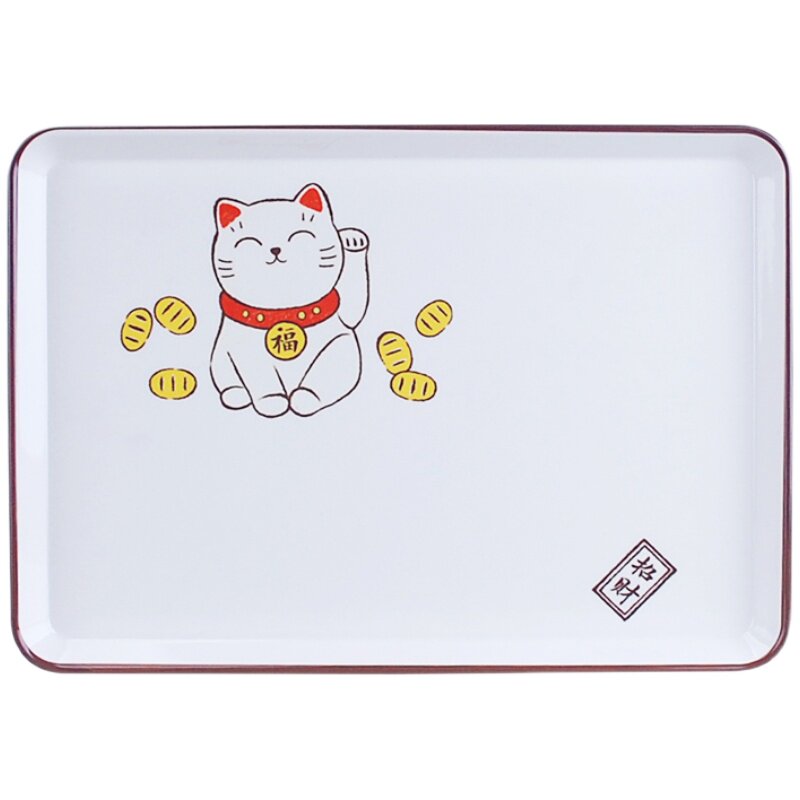 五和招财猫密胺日式客厅放托盘