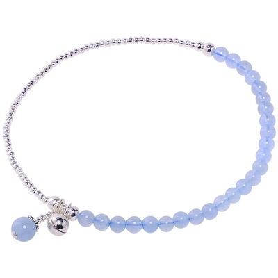 海蓝宝水晶纯银脚链足链小众精致