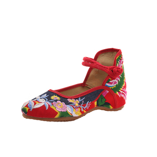 新款老北京绣花鞋低跟内增高布鞋汉服广场舞蹈妈妈鞋复古刺绣女鞋