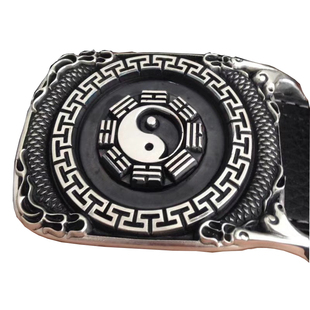 纯银皮带扣99足银八卦腰带扣头银扣头腰带扣头太极佛手平滑扣福字