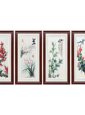成品刺绣四联沙发背景墙装饰画