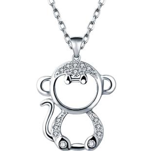 s925纯银饰吊坠日韩国个性本命年属猴年十二生肖猴子项链女锁骨链