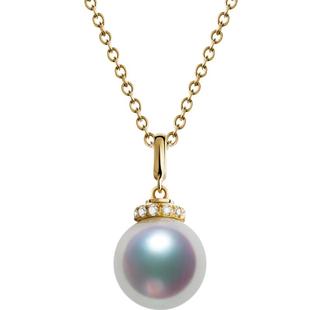 海梵纪珠宝 天然Akoya海水珍珠项链18K金天女珠钻石吊坠锁骨链