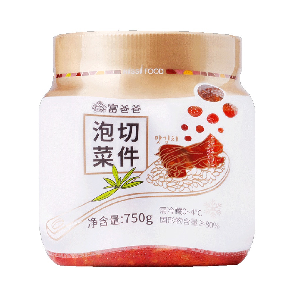 富爸爸韩式泡菜瓶装切件辣白菜泡菜750g酸辣爽口下饭小菜