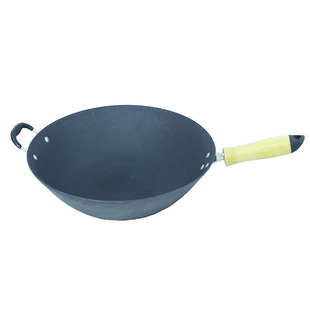 陆川铁锅龟纹炒锅无涂层生铁铸铁锅传统老式平底圆底电磁炉轻款