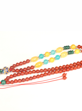 天然凉山南红玛瑙蜜蜡diy孔雀石