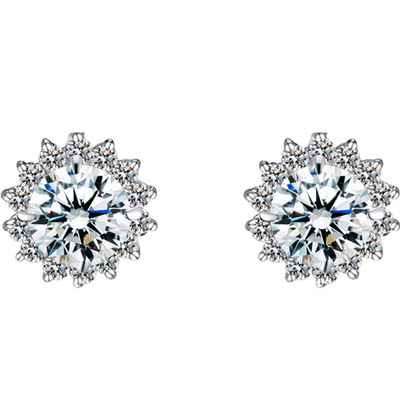 莫桑石四爪珠宝带证书测钻笔耳钉