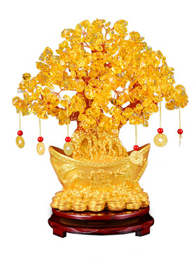 招财树饭店开业礼品天然黄水晶