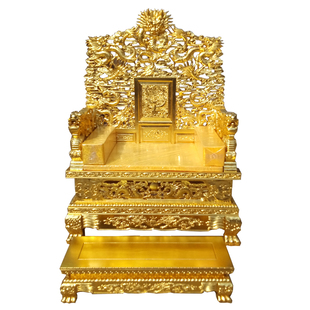 全金龙椅屏风皇帝宝座全金属质感酒店古建装饰木雕实木手工雕刻