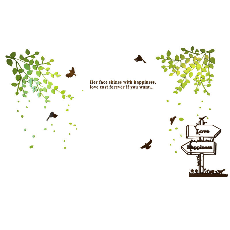 绿叶3D立体亚克力墙贴电视背景墙沙发墙客厅餐厅儿童房卧室书房贴