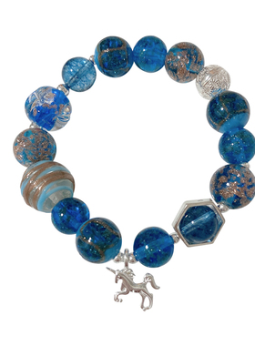 独角兽手链星空蓝琉璃原创
