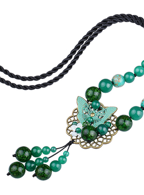 文艺民族风森系蝴蝶绿色锁骨链