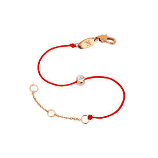 日式轻奢单钻红绳脚链子女款性感钛钢18k金网红学生古风森系绳