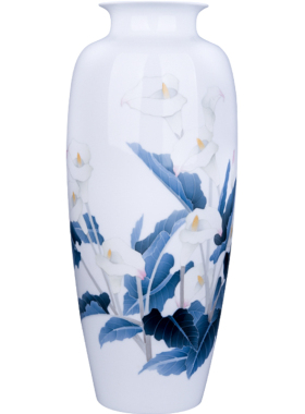 千红窑醴陵瓷器陶瓷花瓶摆件中式家居客厅电视柜插花装饰品