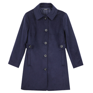 2025秋冬新款深蓝色毛呢外套女短款大码胖mm呢子大衣高级感200斤