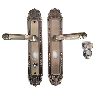 铝合金门锁老式罗普斯金门家用通用型青古铜双开门防盗压把大门锁