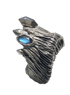 [ 王冠II ]杂粹设计原创925银做旧夸张艺术酷感月光石戒指