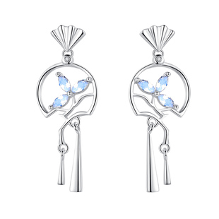 醉玲珑耳环女纯银月光石耳钉耳饰古风中式高级感气质大气独特漂亮