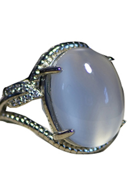 高冰种玉髓水晶文玩戒指925银女