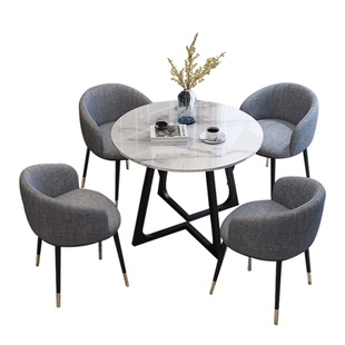 网红轻奢岩板洽谈桌椅组合售楼处休闲会客接待谈判休息区小圆桌子