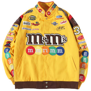 2021欧美潮牌男女同款外套情侣装港风兔子联名棒球服m豆宽松外套