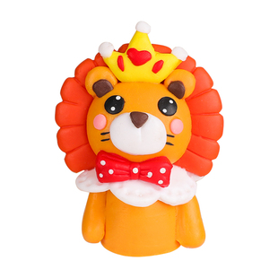 狮子座烘焙蛋糕装饰皇冠小狮子玩偶软陶插件橙黄色星座生日插牌