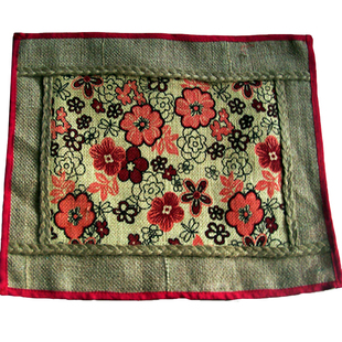 新品原创红色樱花麻布桌垫民族风印花桌布新年礼品餐盘垫厚隔热垫