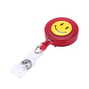 卡富仕新款笑脸透明磨砂伸缩扣医院医生护士易拉扣可拉伸打卡夹扣胸牌服务人员挂牌扣门禁卡腰卡扣工作证件卡