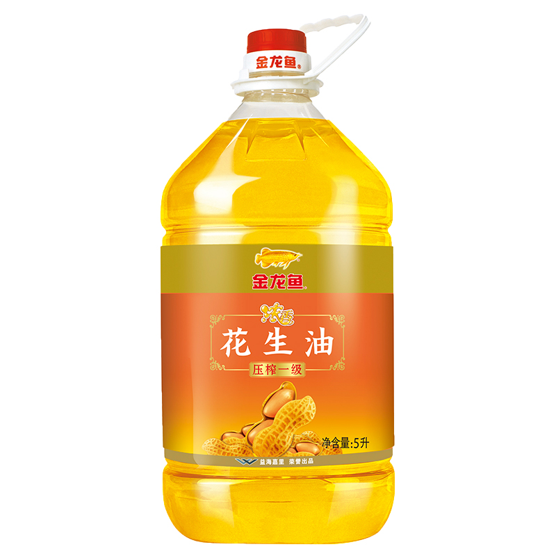 金龙鱼浓香花生油5l食用油桶装家用5升纯花生油物理压榨炒菜