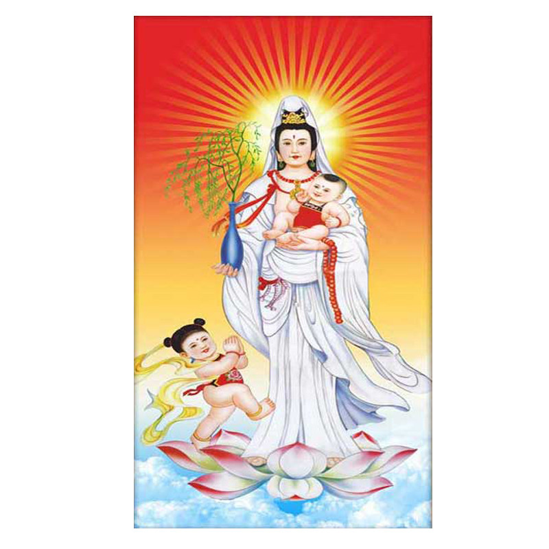 5D钻石画送子观音菩萨十字绣佛像满钻新款沾钻贴砖石客厅玄关包邮