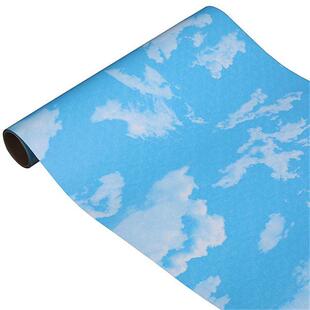 天花板自粘防水墙纸蓝天白云立体壁纸幼儿园墙贴儿童房装饰3D贴纸