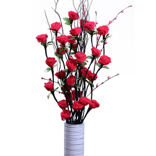 新款叶脉花干花落地花 客厅玄关装饰花假花大牡丹仿真 富贵永生花