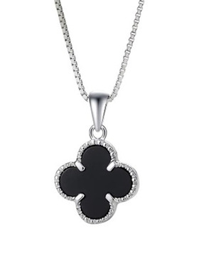 s999纯银项链女锁骨黑玛瑙日韩