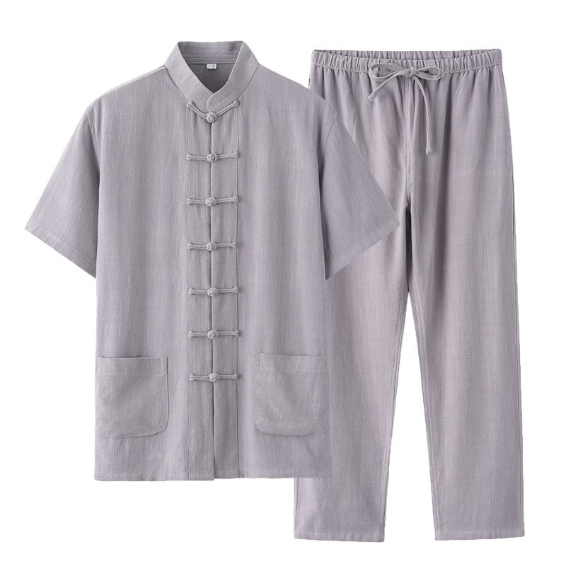 亚麻中青年休闲复古居士服唐装男