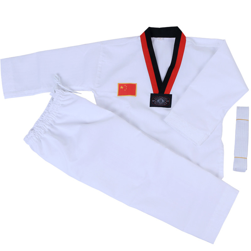 跆拳道服儿童成人衣服纯棉黑色男女服装春夏抬拳道初学者训练道服
