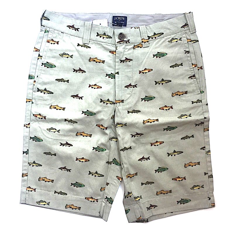 现货美国购入J.CREW男纯棉印花休闲短裤直筒版型J0546