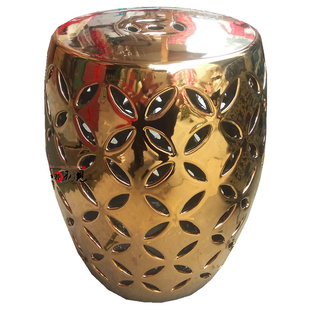 陶瓷银色镂空凳子 凉墩绣墩 瓷墩腰鼓凳 浴凳坐凳 欧式家居摆设