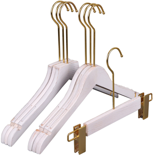 服装店衣架做旧白木质衣服架水洗白女款儿童衣撑金钩木制衣挂裤夹