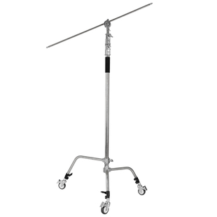 唯刻魔术腿万向脚轮转轮C型架轮子摄影棚25mm套管带刹车不锈钢斜臂架包含2个转轮摄影魔术头转接轮旗板横杆夹