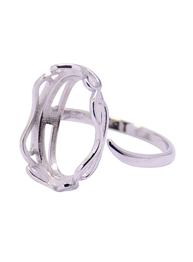 纯银戒指空托小花边镶嵌S925时尚