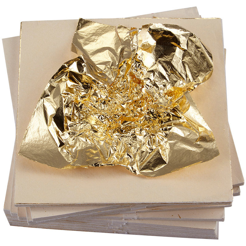 金线牌 抓皱金箔纸 大张仿金箔 装修贴金纸金箔墙纸 14×14cm