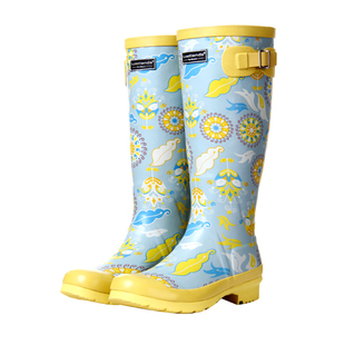 女式气质雨鞋时尚高筒橡胶靴防水鞋套鞋胶鞋防滑印花欧美风雨靴