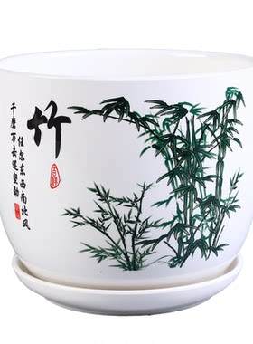 花盆陶瓷带托盘特大号多肉盆栽