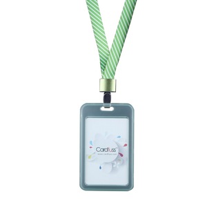 卡富仕双面透明翻盖设计员工卡门禁卡套识别卡保护套带铝合金扣条纹挂绳印字胸卡胸牌工作证厂牌证件卡套挂牌